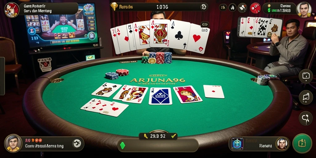 Tampilan antarmuka permainan poker ARJUNA96 yang menawan.