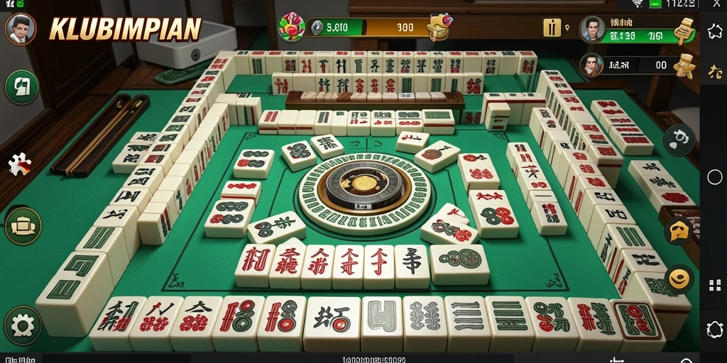 Tampilan gameplay menarik dari KLUBIMPIAN dengan ubin Mahjong berwarna-warni.